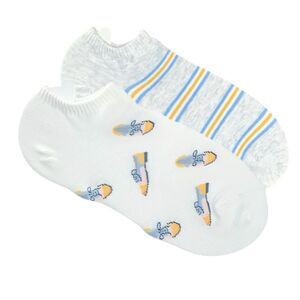 Women’s Two-Pack No-Show Socks - Retro Shoes/Stripe NWOT